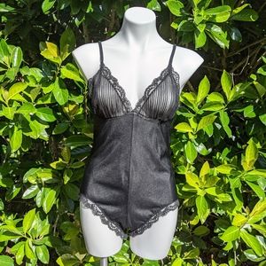 80s Sears Sexy Black Teddy Bodysuit Lingerie